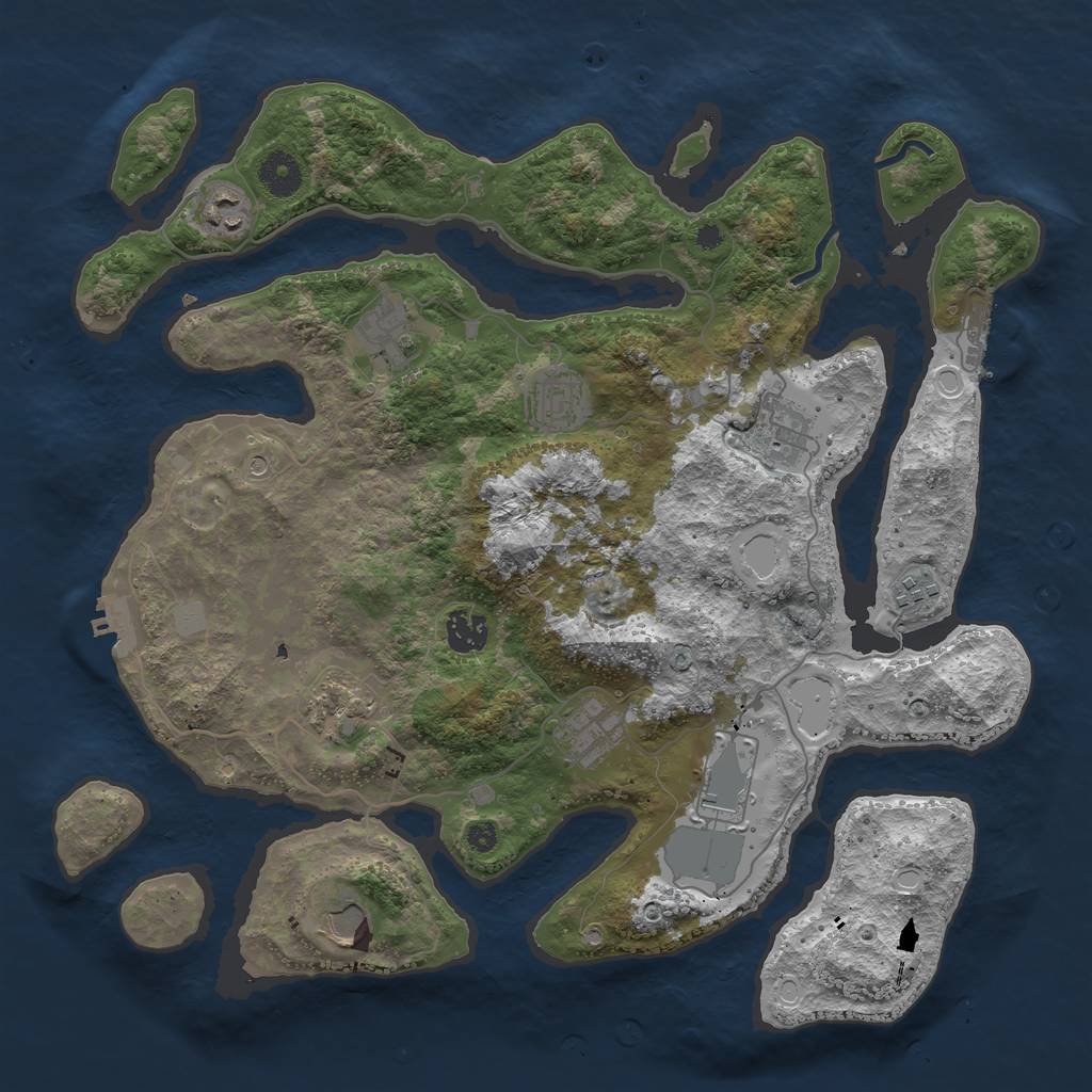Rust Map: Procedural Map, Size: 3800, Seed: 45874563, 18 Monuments