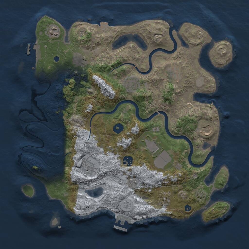 Rust Map: Procedural Map, Size: 3700, Seed: 96520950, 16 Monuments