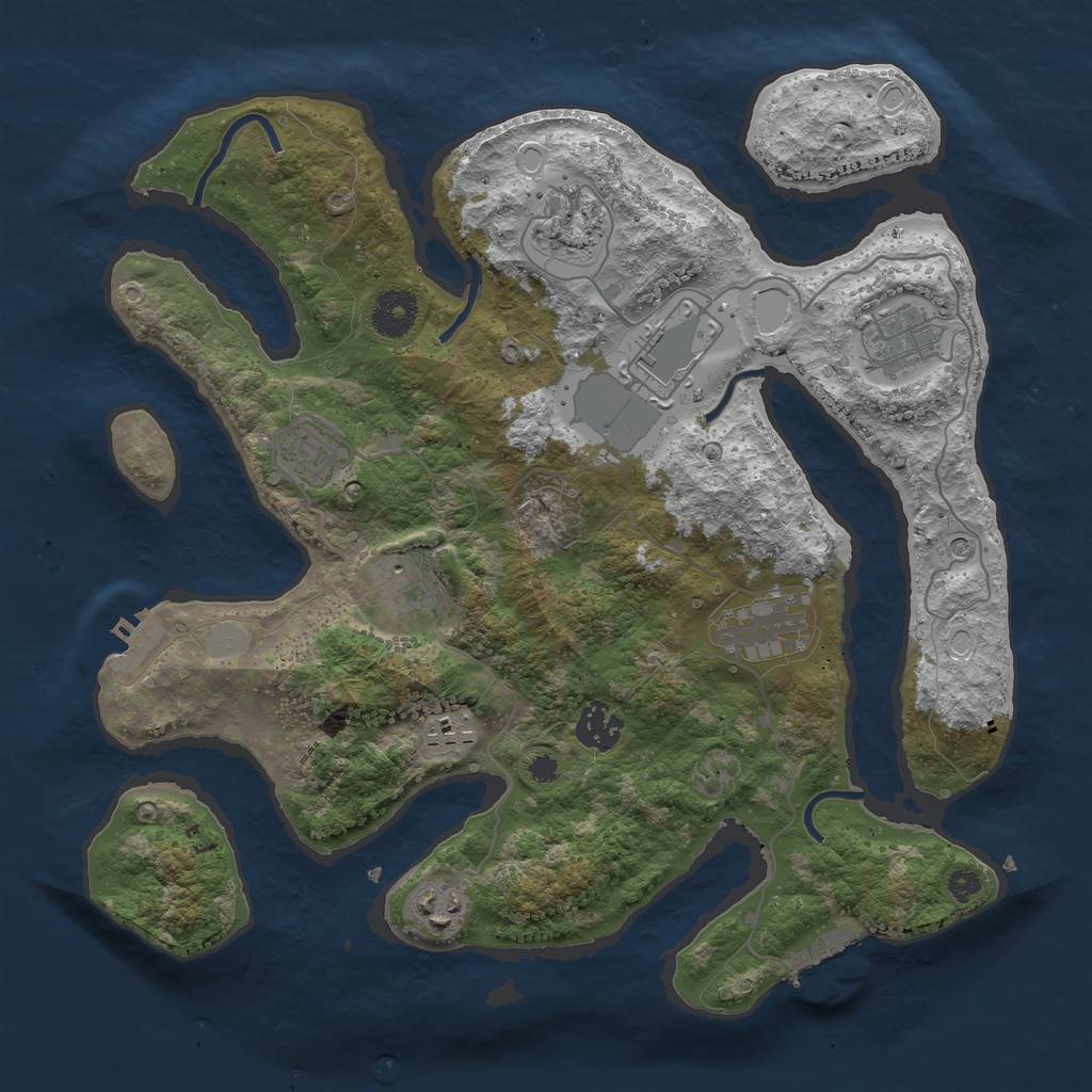 Rust Map: Procedural Map, Size: 3500, Seed: 1544676697, 17 Monuments