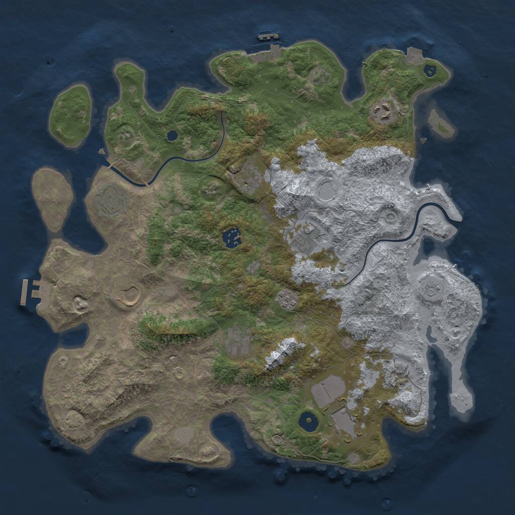 Rust Map: Procedural Map, Size: 3950, Seed: 193979834, 16 Monuments