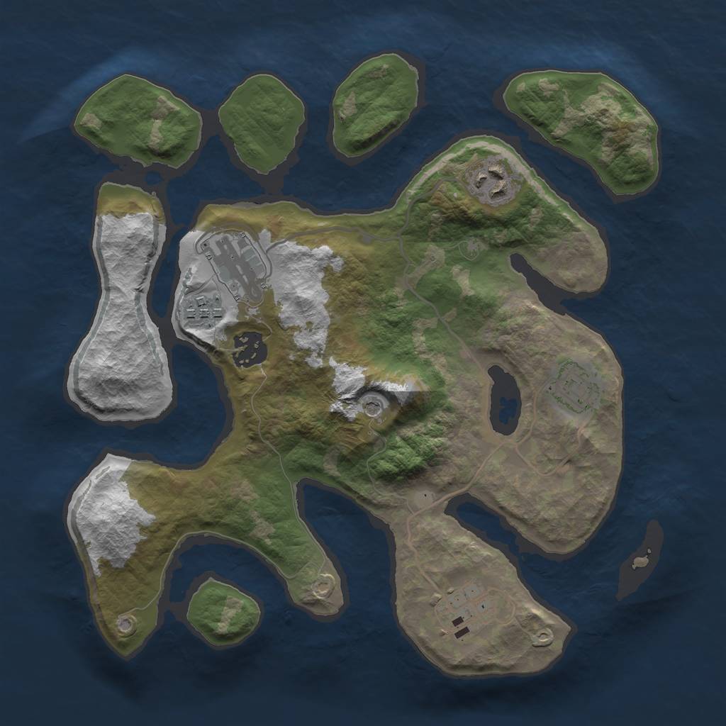 Rust Map: Barren, Size: 3000, Seed: 373188, 9 Monuments