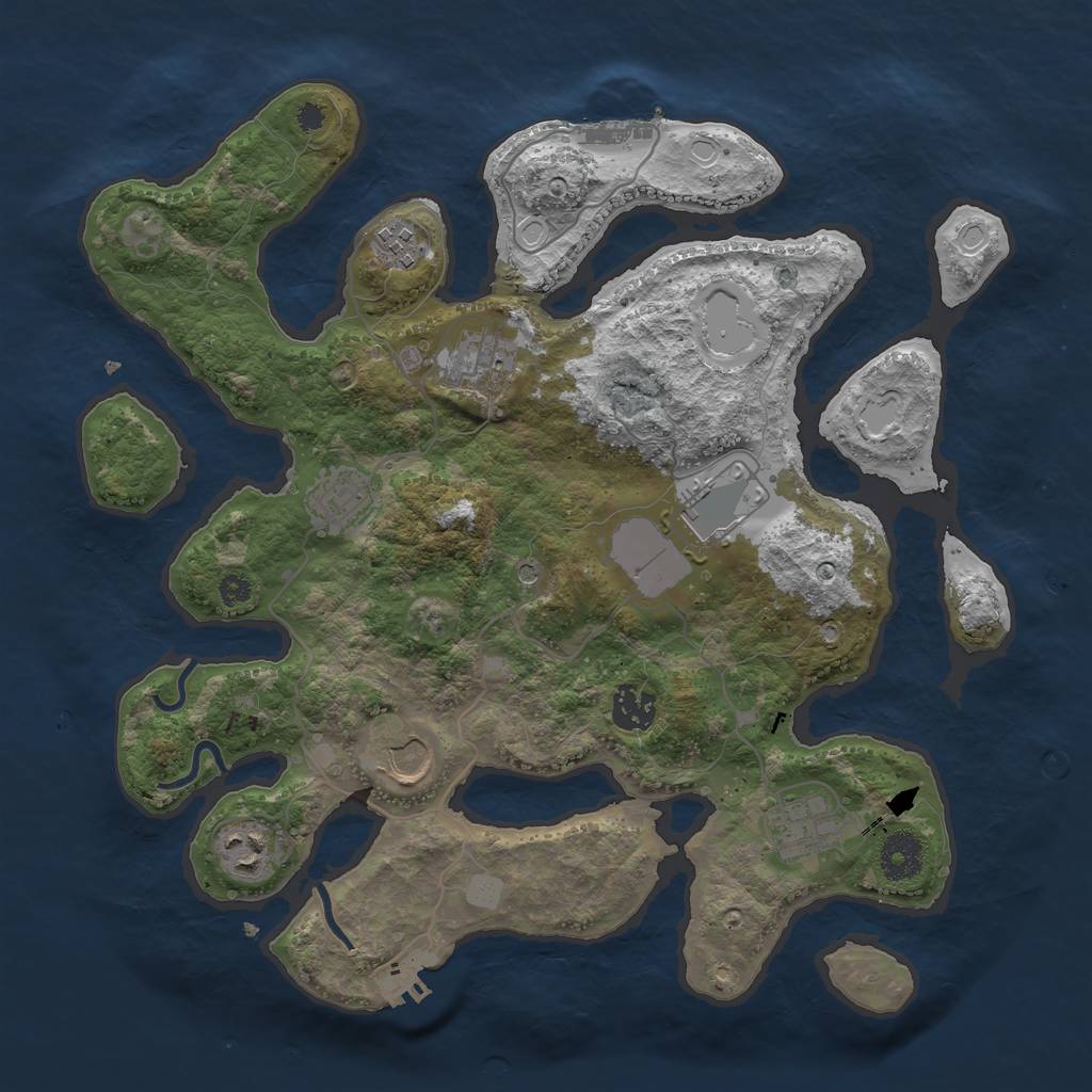 Rust Map: Procedural Map, Size: 3550, Seed: 582556, 16 Monuments