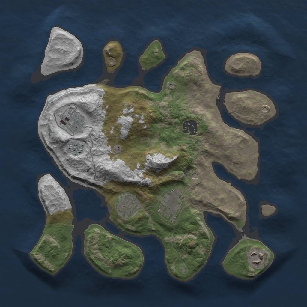 Rust Map: Barren, Size: 3000, Seed: 291295, 9 Monuments