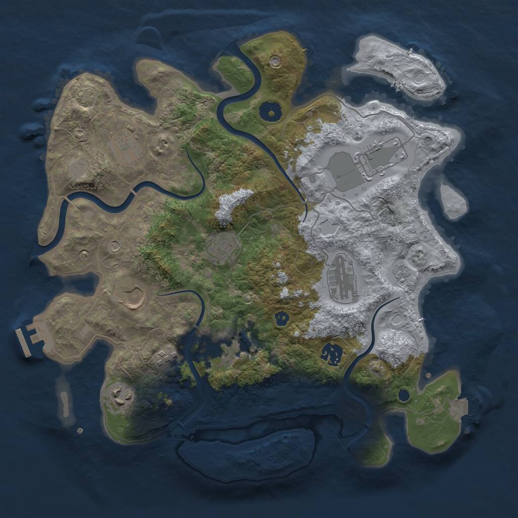 Rust Map: Procedural Map, Size: 3550, Seed: 144299, 14 Monuments