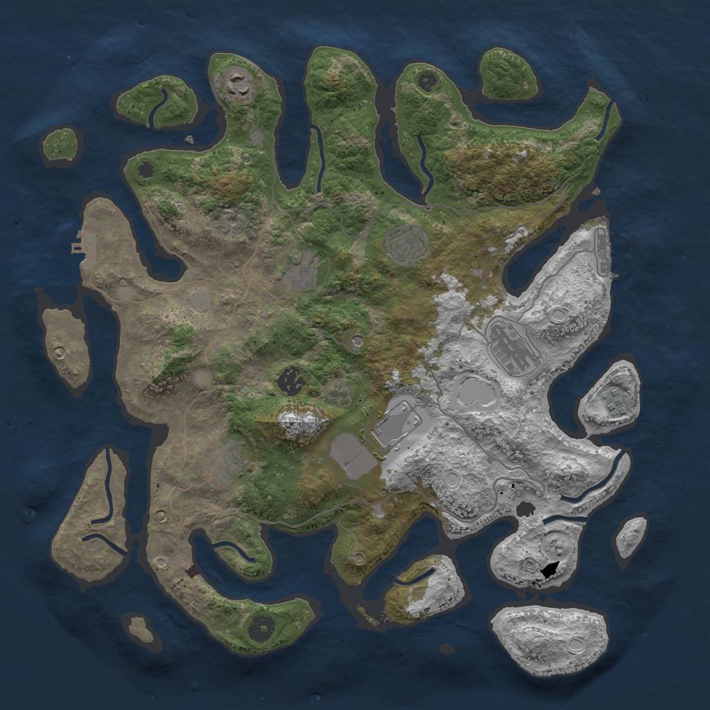 Rust Map: Procedural Map, Size: 4000, Seed: 550440, 16 Monuments
