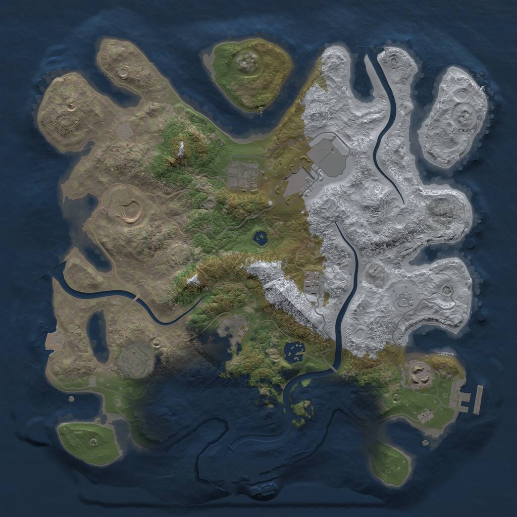 Rust Map: Procedural Map, Size: 3550, Seed: 665522, 14 Monuments