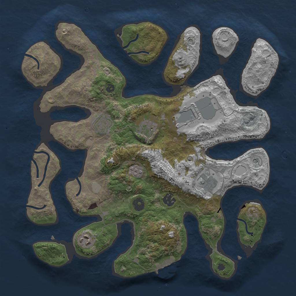 Rust Map: Procedural Map, Size: 3550, Seed: 665522, 14 Monuments