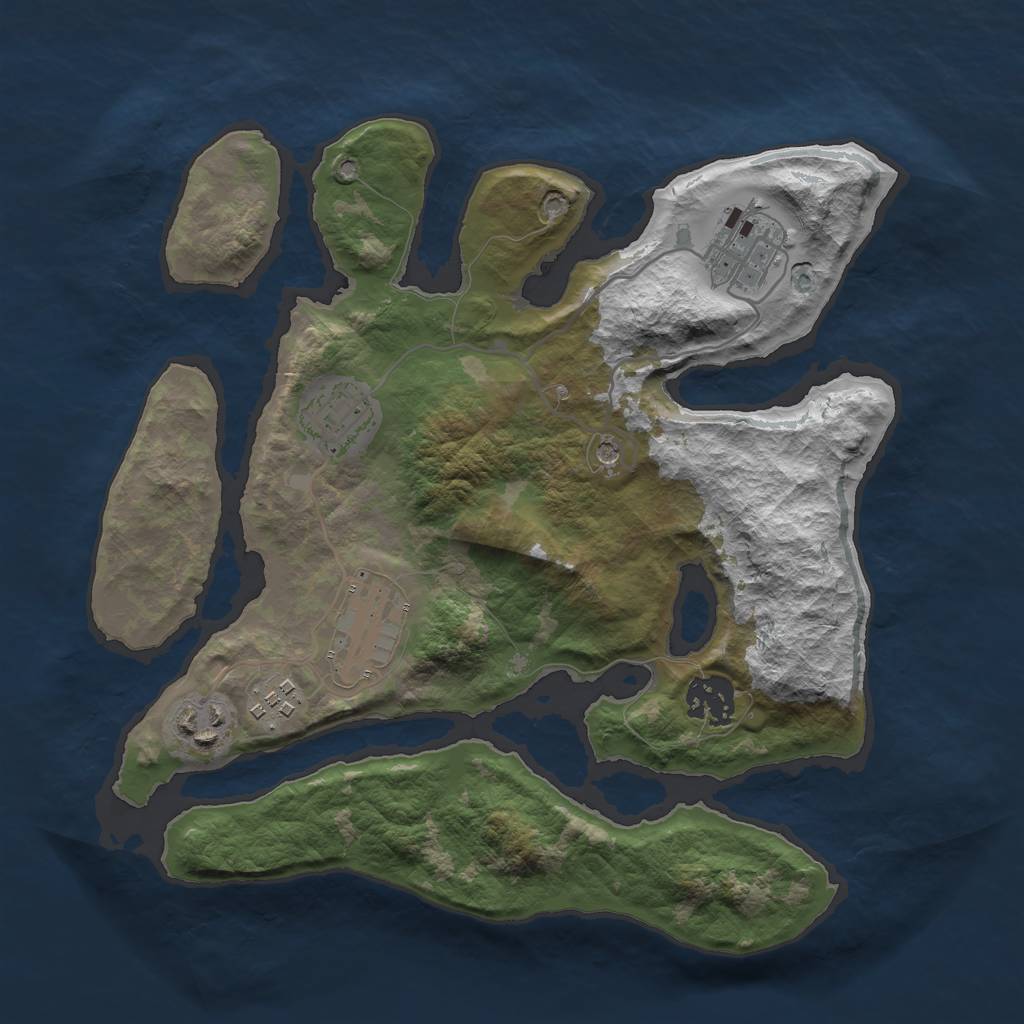 Rust Map: Barren, Size: 3000, Seed: 370250, 9 Monuments