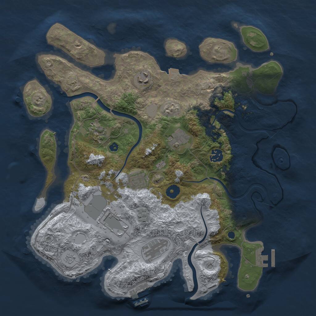 Rust Map: Procedural Map, Size: 3550, Seed: 873839, 14 Monuments