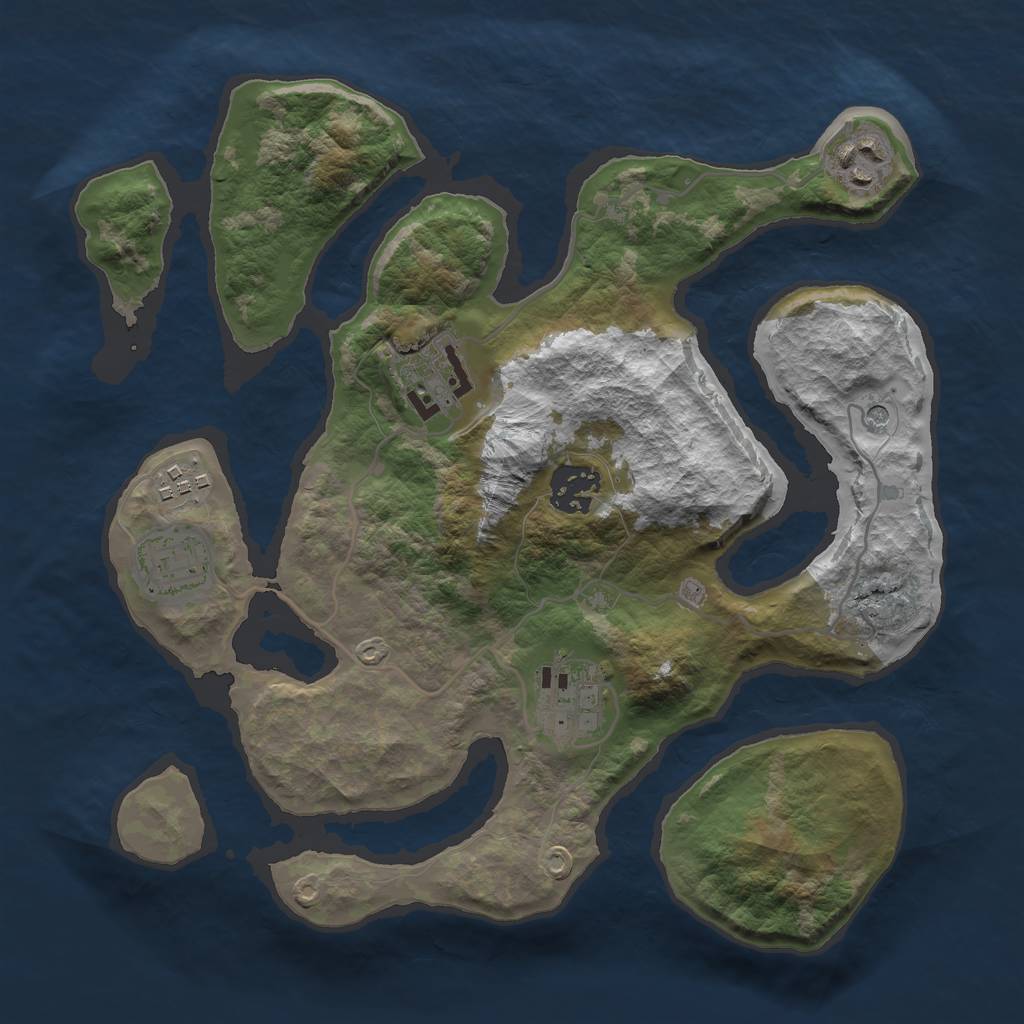 Rust Map: Barren, Size: 3000, Seed: 870941, 9 Monuments