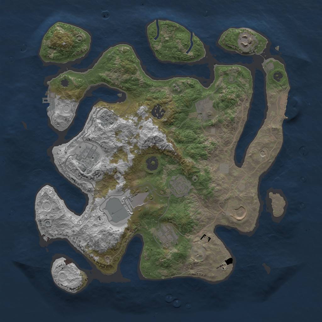 Rust Map: Procedural Map, Size: 3550, Seed: 948816, 17 Monuments