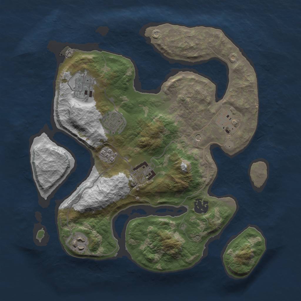 Rust Map: Barren, Size: 3000, Seed: 875313, 10 Monuments
