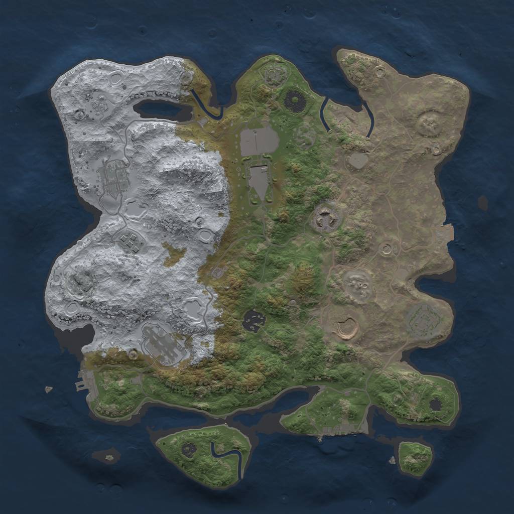 Rust Map: Procedural Map, Size: 3500, Seed: 12569, 16 Monuments