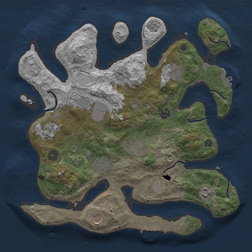 Rust Map: Procedural Map, Size: 3500, Seed: 1686234145, 17 Monuments