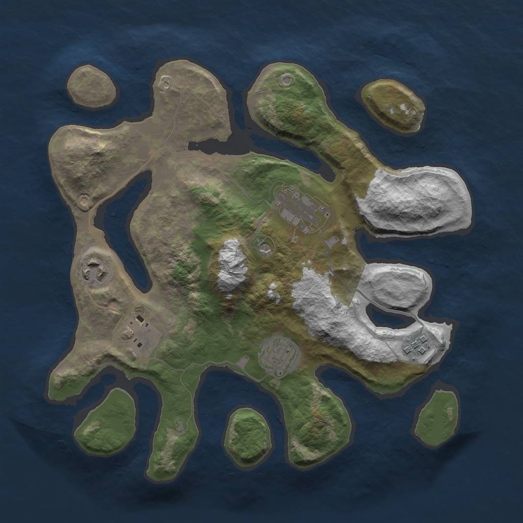 Rust Map: Barren, Size: 3000, Seed: 925963, 8 Monuments