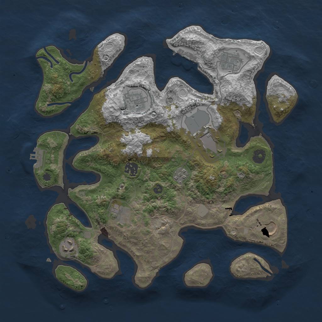 Rust Map: Procedural Map, Size: 3500, Seed: 330041084, 16 Monuments