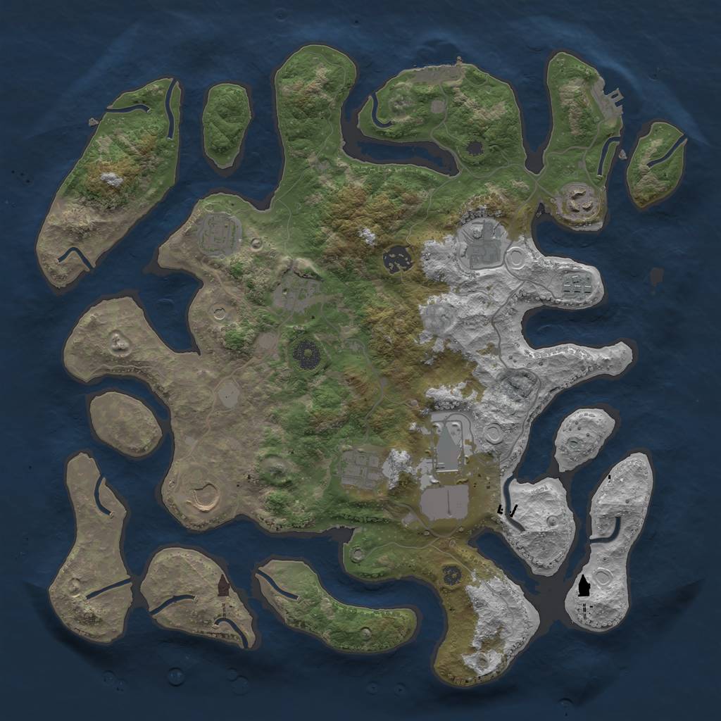 Rust Map: Procedural Map, Size: 3850, Seed: 1837417092, 17 Monuments