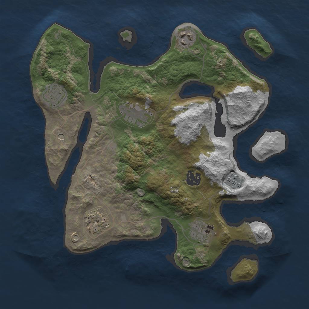 Rust Map: Barren, Size: 3000, Seed: 703454, 10 Monuments