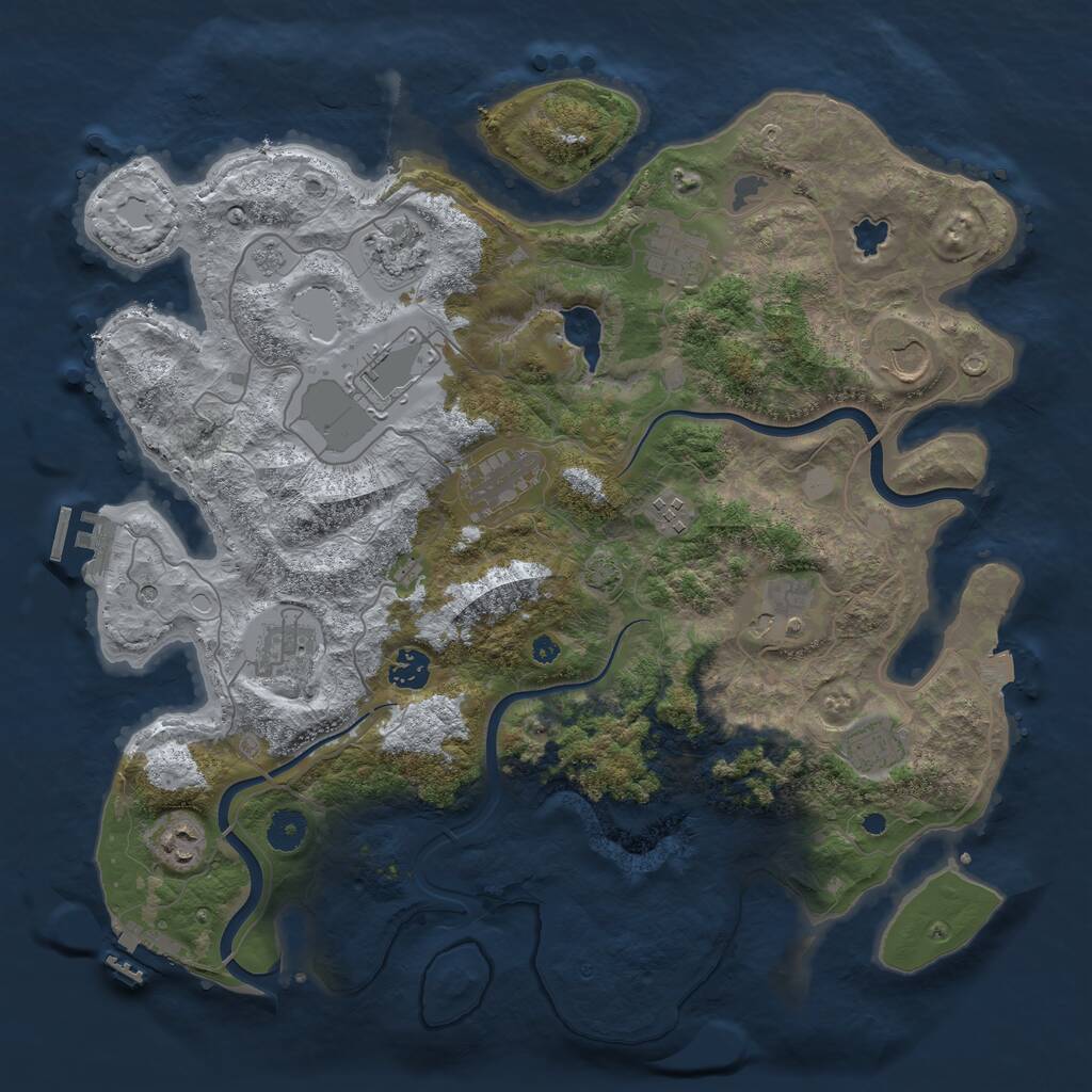 Rust Map: Procedural Map, Size: 4000, Seed: 348840, 17 Monuments