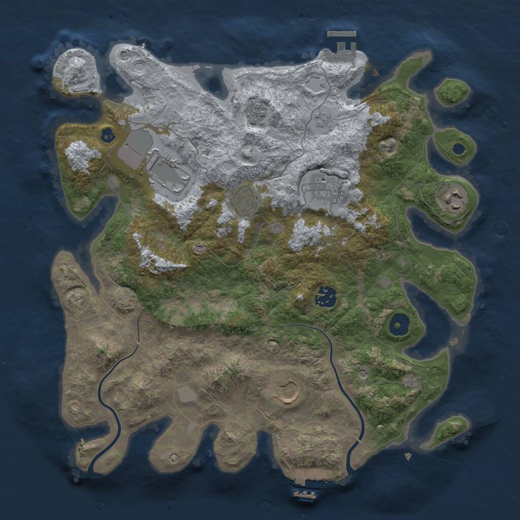 Rust Map: Procedural Map, Size: 3600, Seed: 1985915, 13 Monuments