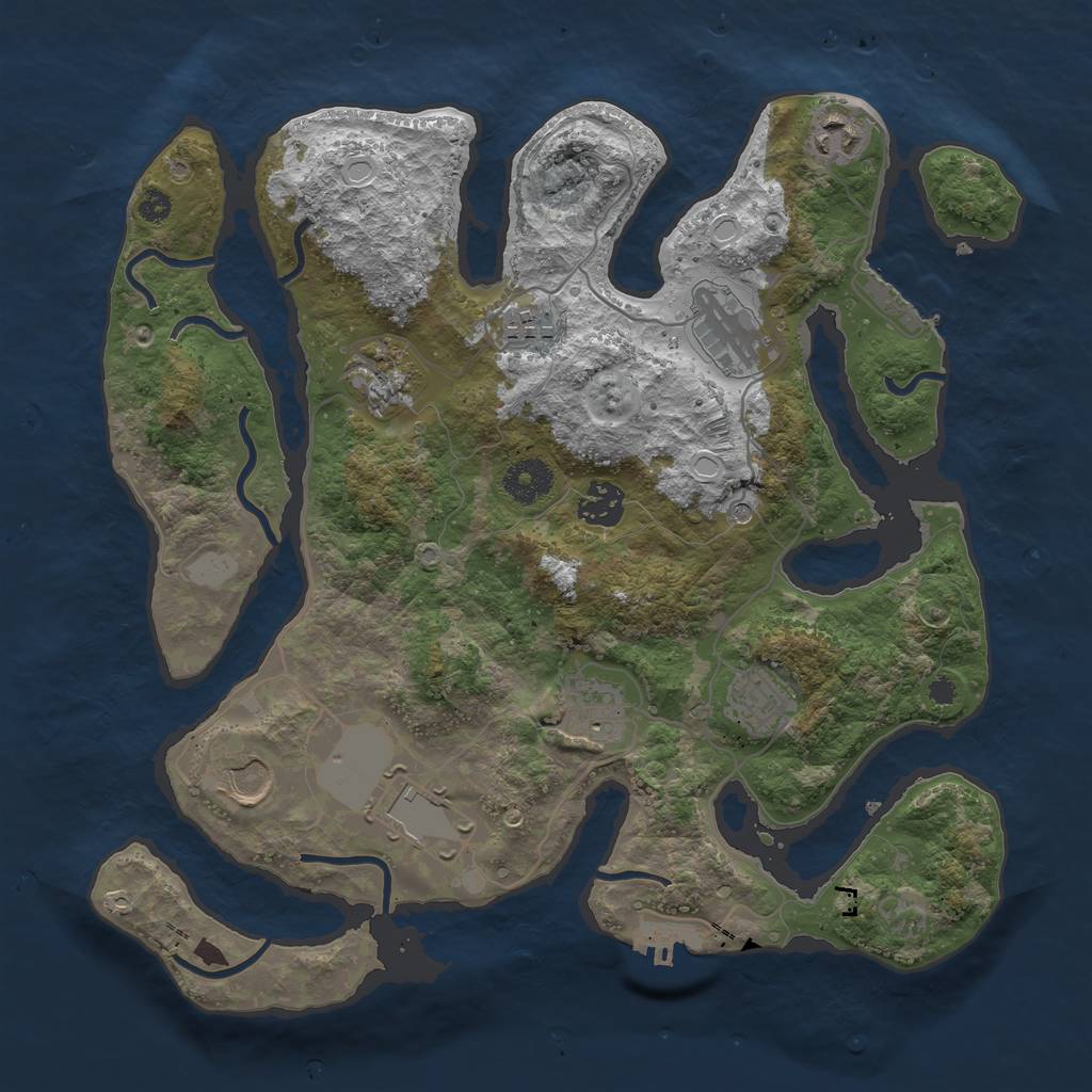Rust Map: Procedural Map, Size: 3500, Seed: 1513243837, 17 Monuments