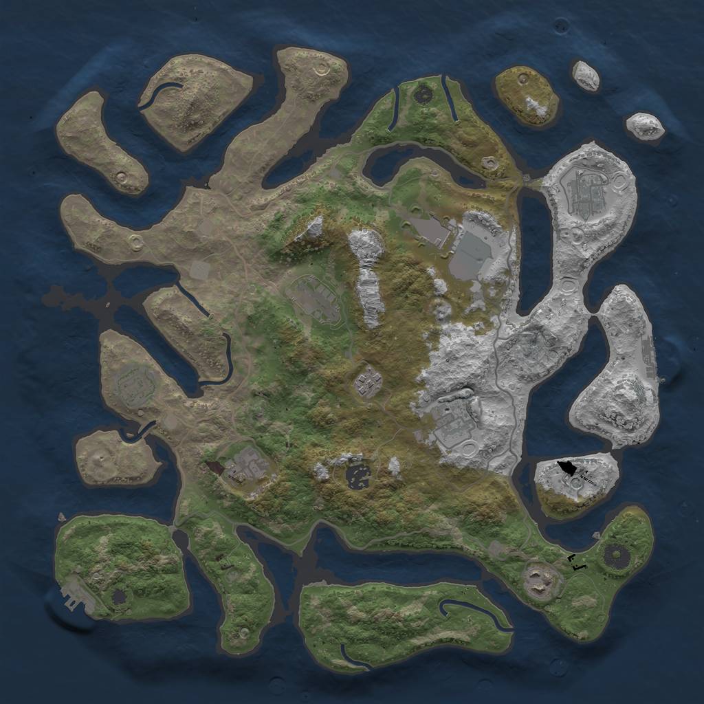 Rust Map: Procedural Map, Size: 4000, Seed: 398012, 17 Monuments