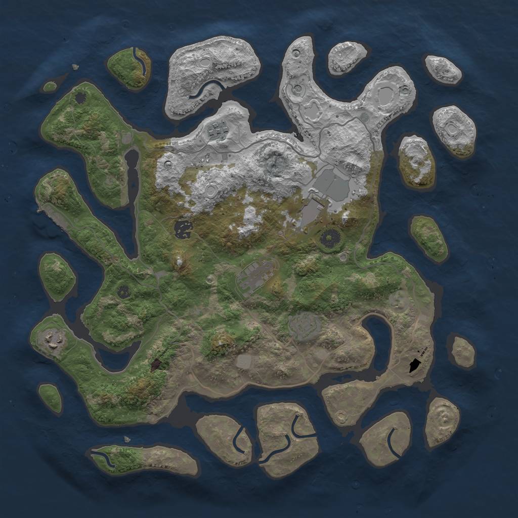 Rust Map: Procedural Map, Size: 4000, Seed: 1373616253, 13 Monuments