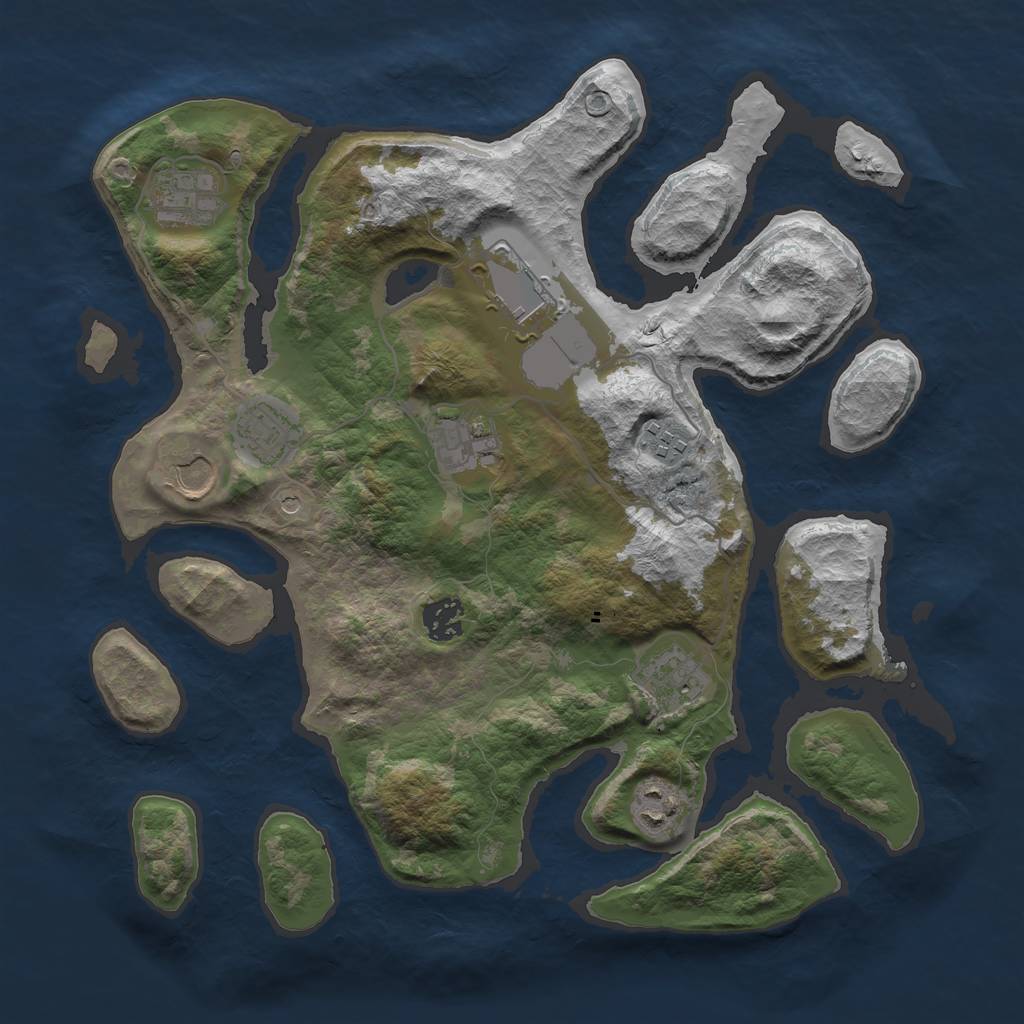 Rust Map: Barren, Size: 3550, Seed: 288049, 12 Monuments