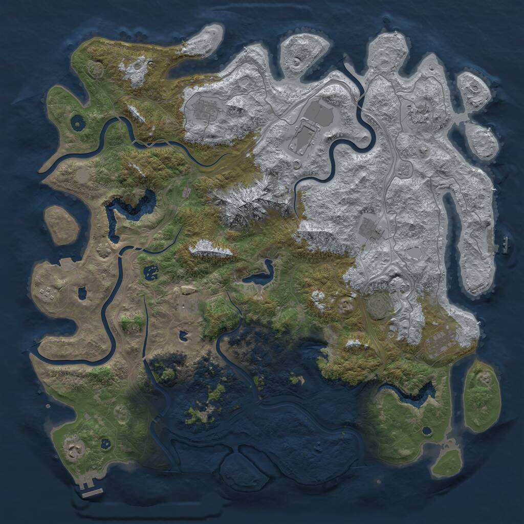 Rust Map: Procedural Map, Size: 5000, Seed: 77000, 16 Monuments
