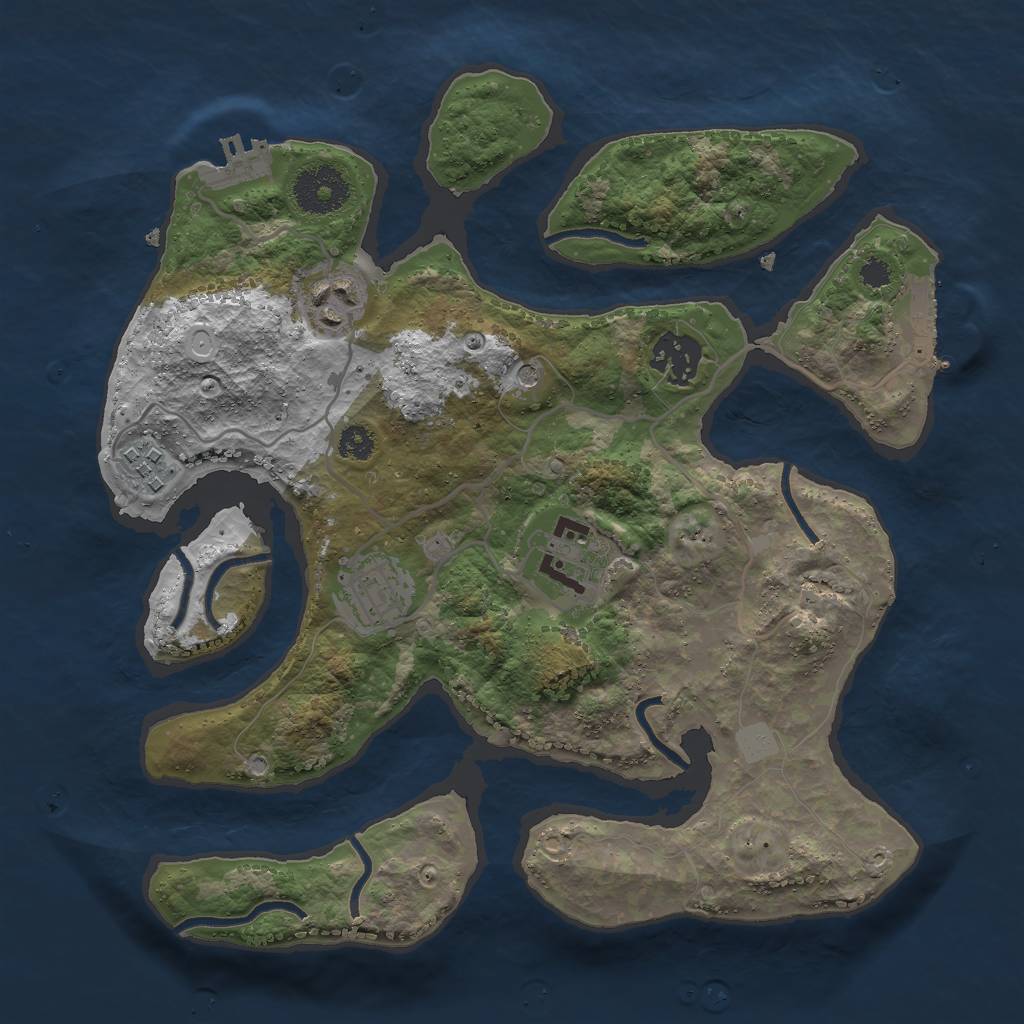 Rust Map: Procedural Map, Size: 3000, Seed: 2029386517, 13 Monuments