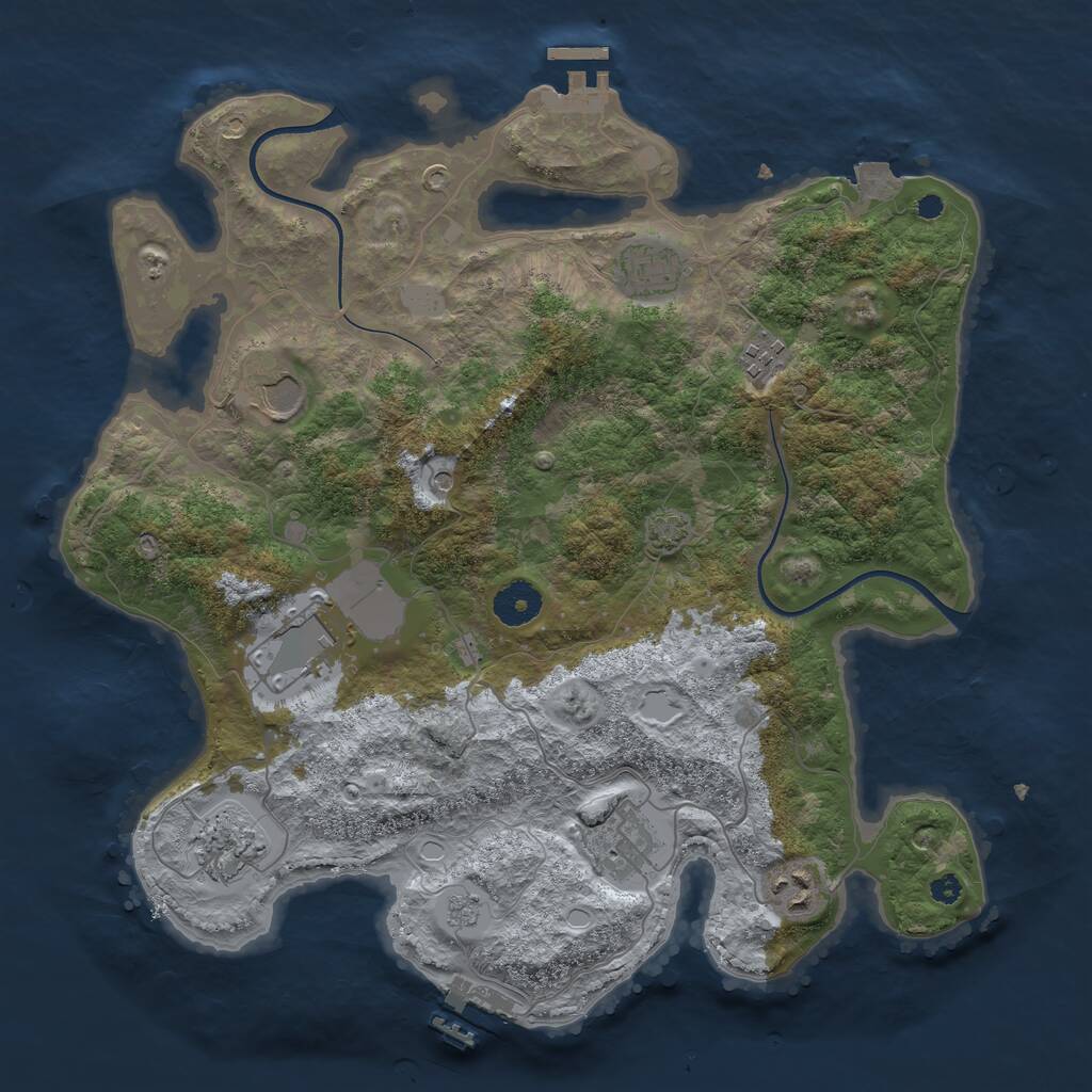 Rust Map: Procedural Map, Size: 3600, Seed: 363565463, 13 Monuments