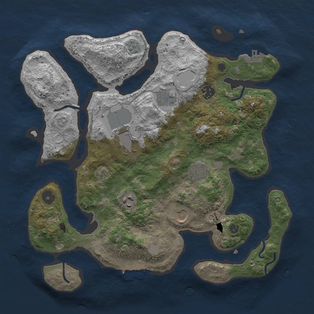 Rust Map: Procedural Map, Size: 3550, Seed: 670210, 15 Monuments
