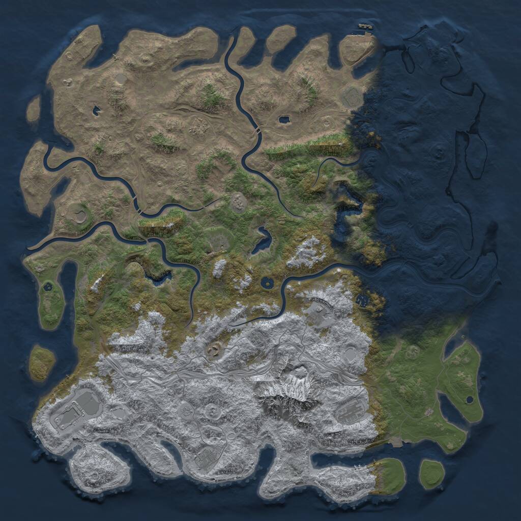 Rust Map: Procedural Map, Size: 6000, Seed: 64667432, 17 Monuments
