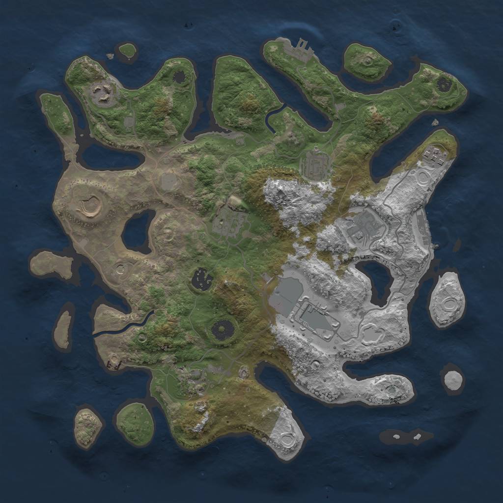 Rust Map: Procedural Map, Size: 3550, Seed: 117540, 17 Monuments