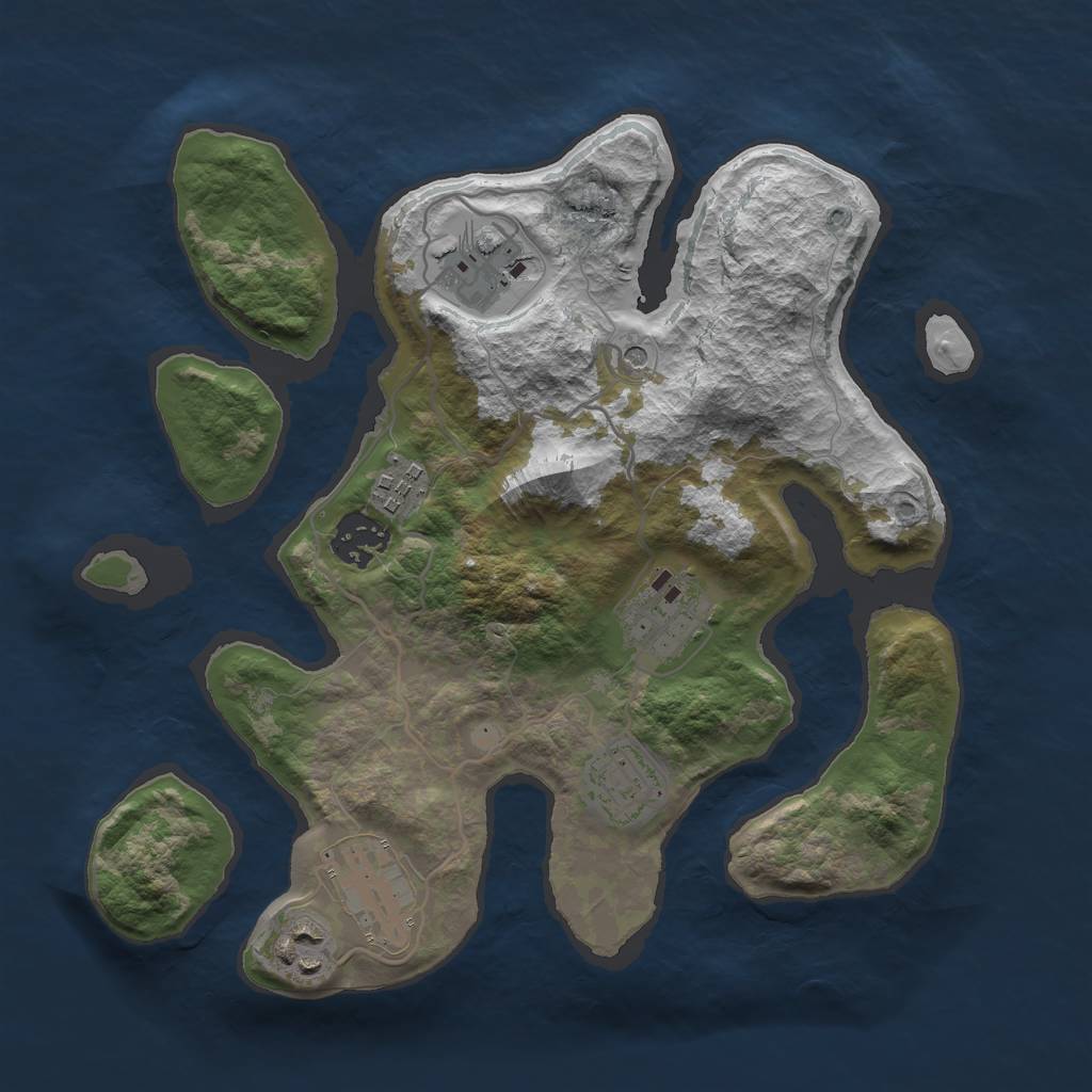 Rust Map: Barren, Size: 3000, Seed: 939718, 10 Monuments