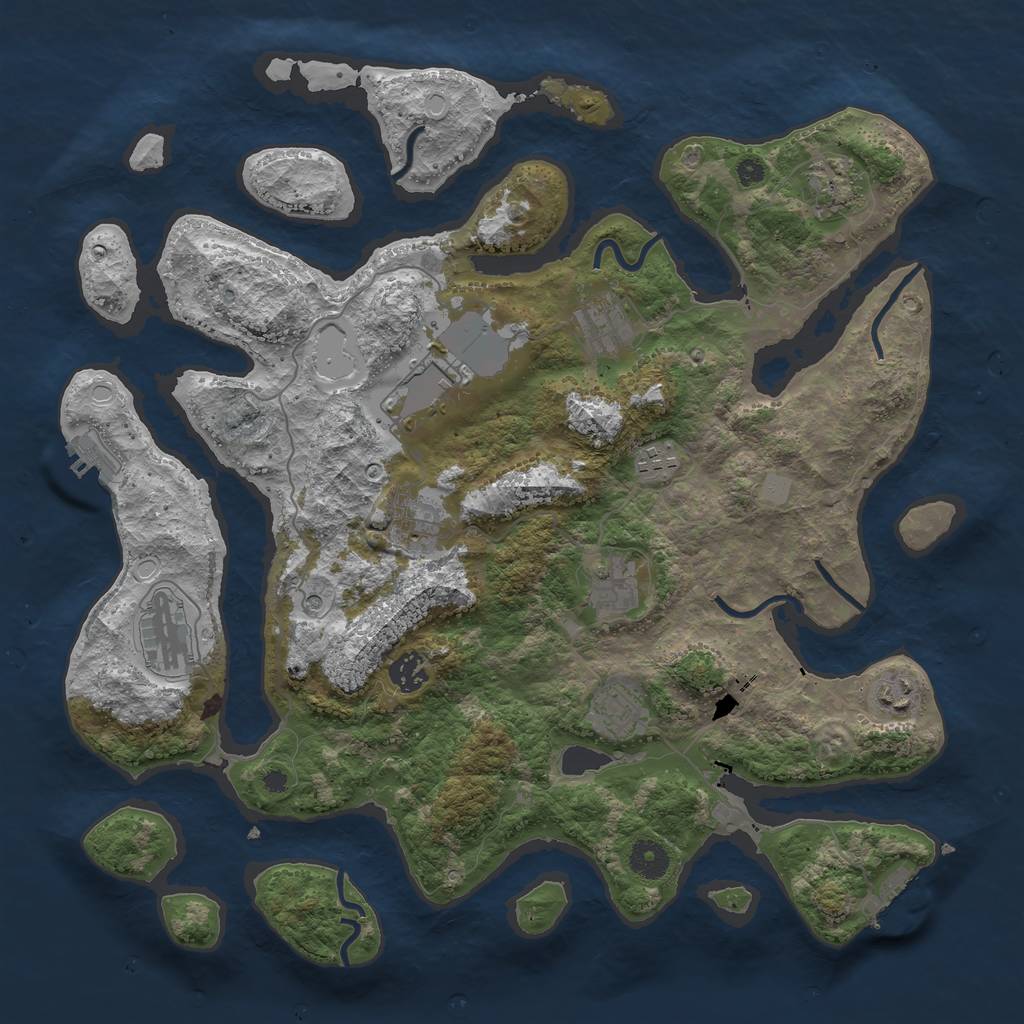 Rust Map: Procedural Map, Size: 3950, Seed: 1664158702, 18 Monuments