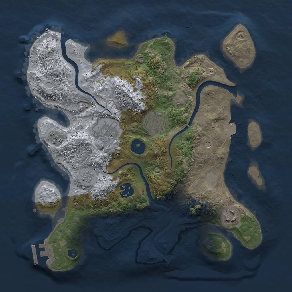 Rust Map: Procedural Map, Size: 3000, Seed: 31191734, 9 Monuments