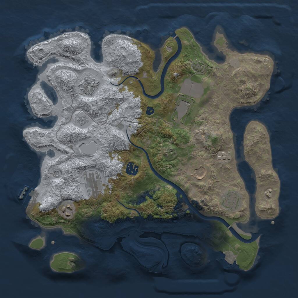 Rust Map: Procedural Map, Size: 3500, Seed: 2128727010, 13 Monuments