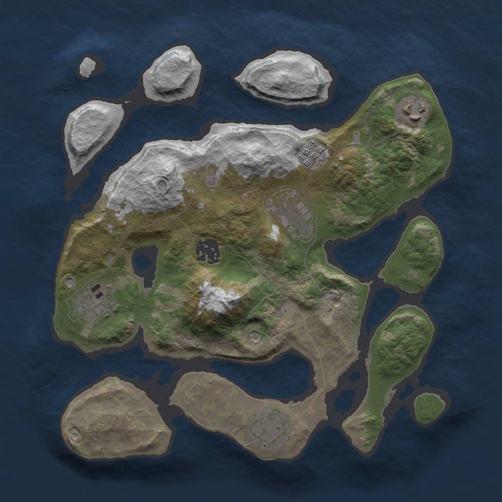 Rust Map: Barren, Size: 3000, Seed: 518434, 9 Monuments
