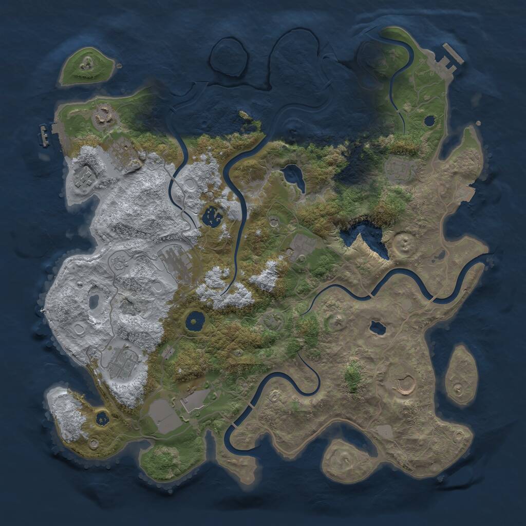 Rust Map: Procedural Map, Size: 4000, Seed: 240195, 16 Monuments