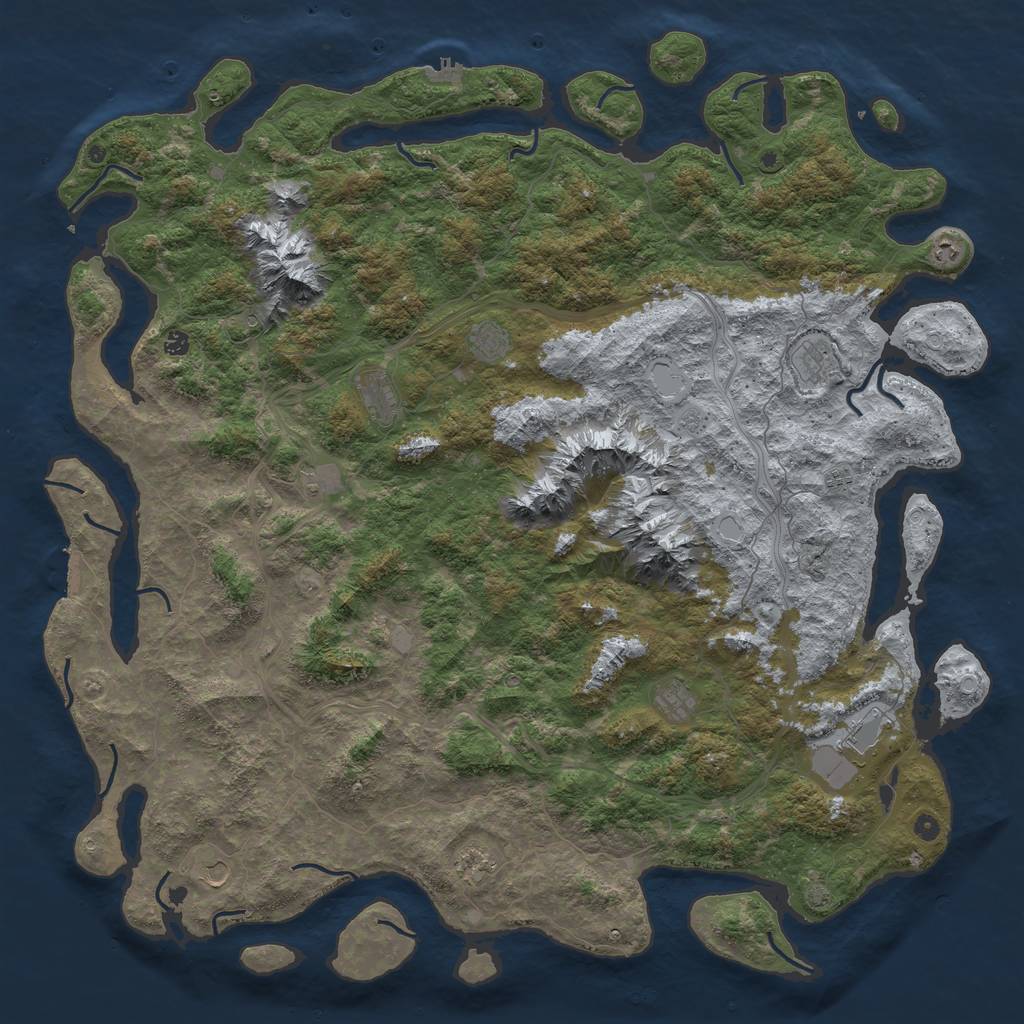 Rust Map: Procedural Map, Size: 6000, Seed: 400869017, 19 Monuments