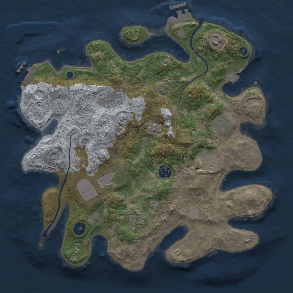 Rust Map: Procedural Map, Size: 3500, Seed: 2129446579, 14 Monuments