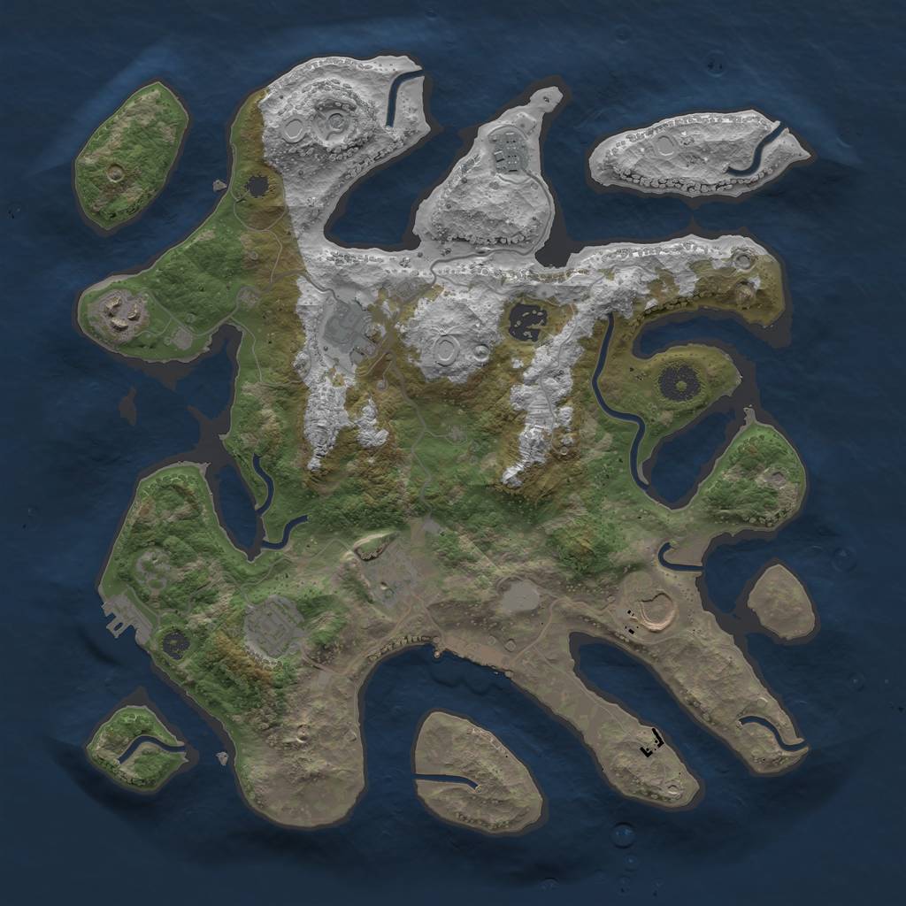 Rust Map: Procedural Map, Size: 3500, Seed: 1360509693, 15 Monuments