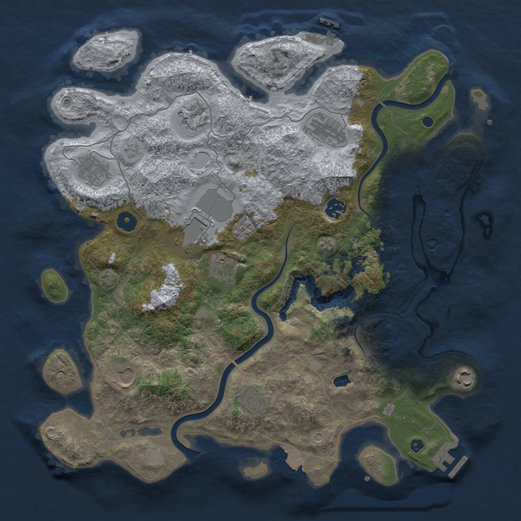 Rust Map: Procedural Map, Size: 4000, Seed: 28227, 16 Monuments