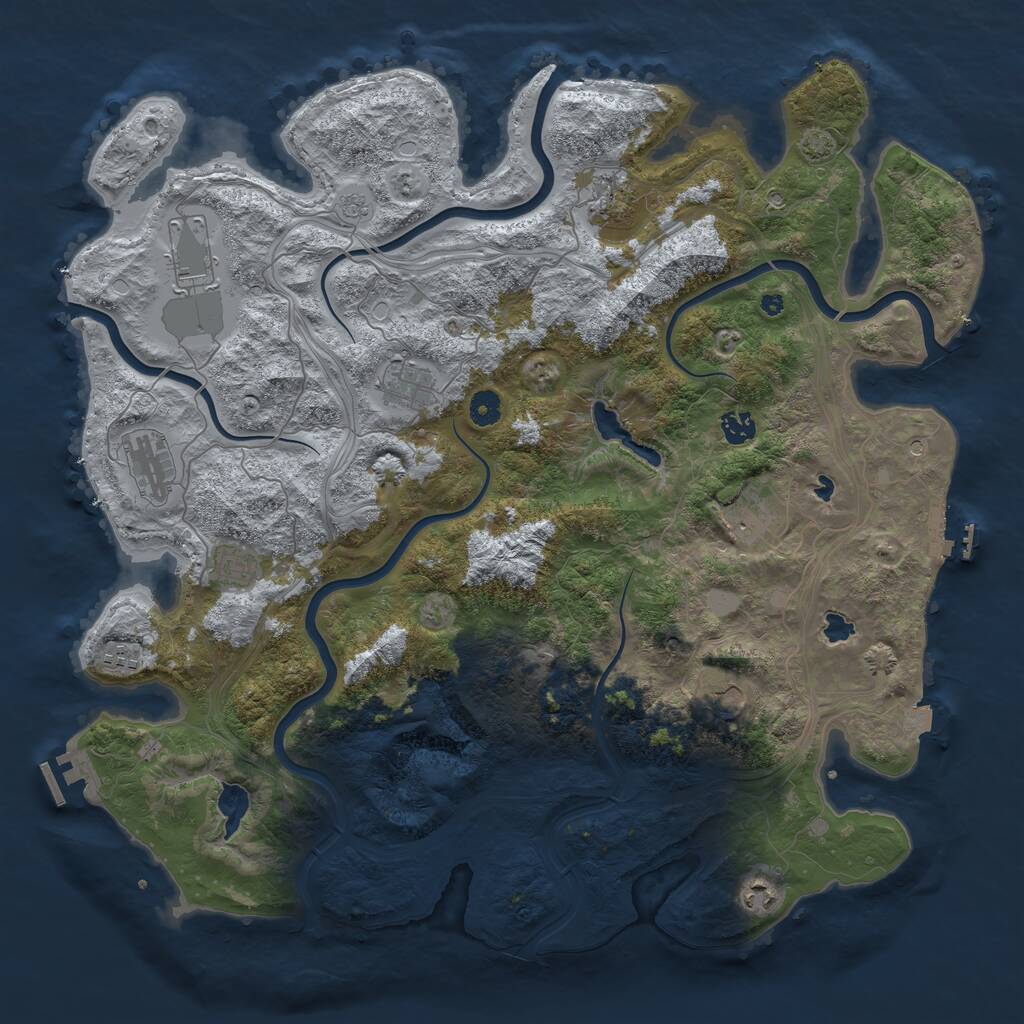 Rust Map: Procedural Map, Size: 4500, Seed: 825708589, 16 Monuments