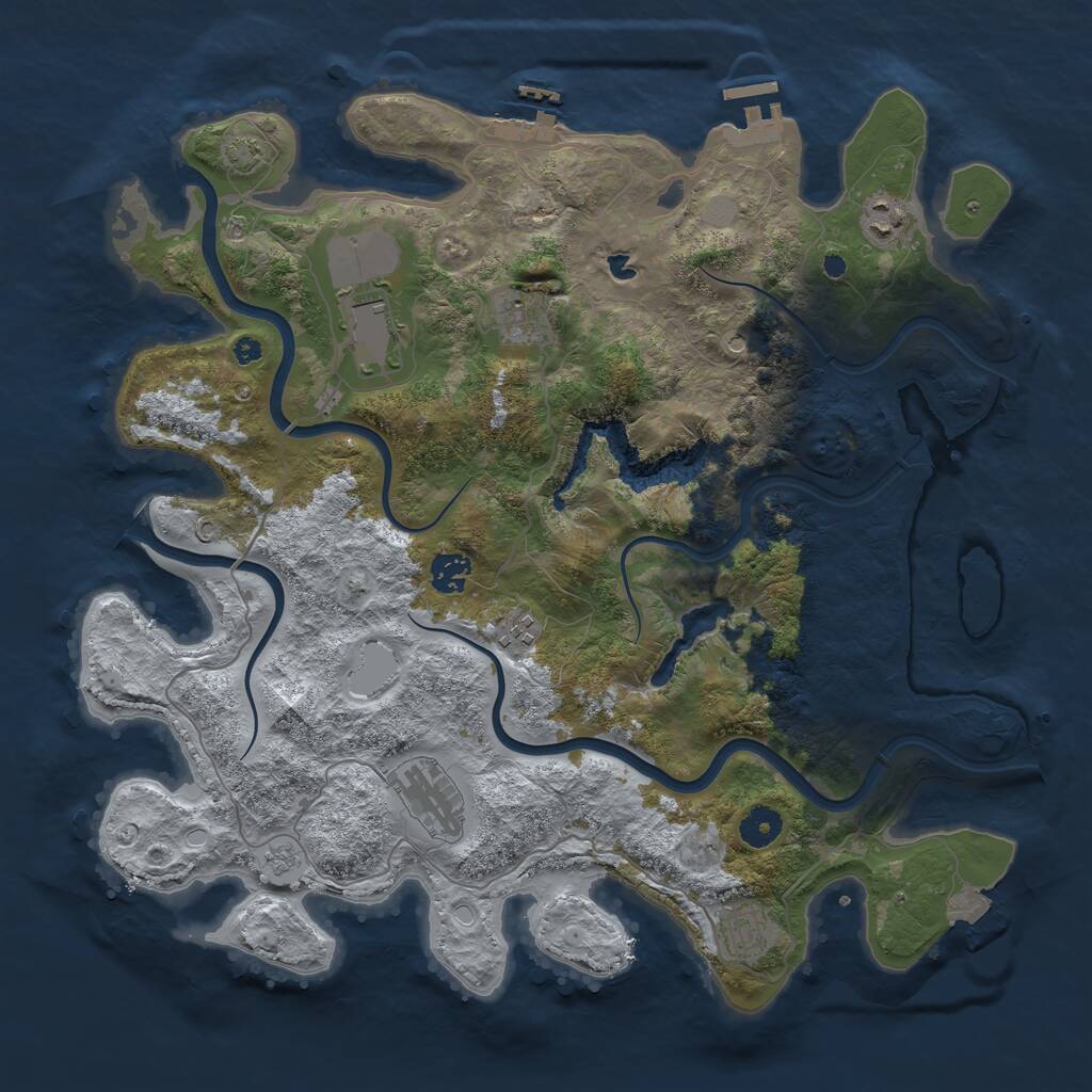Rust Map: Procedural Map, Size: 4000, Seed: 1361277164, 13 Monuments