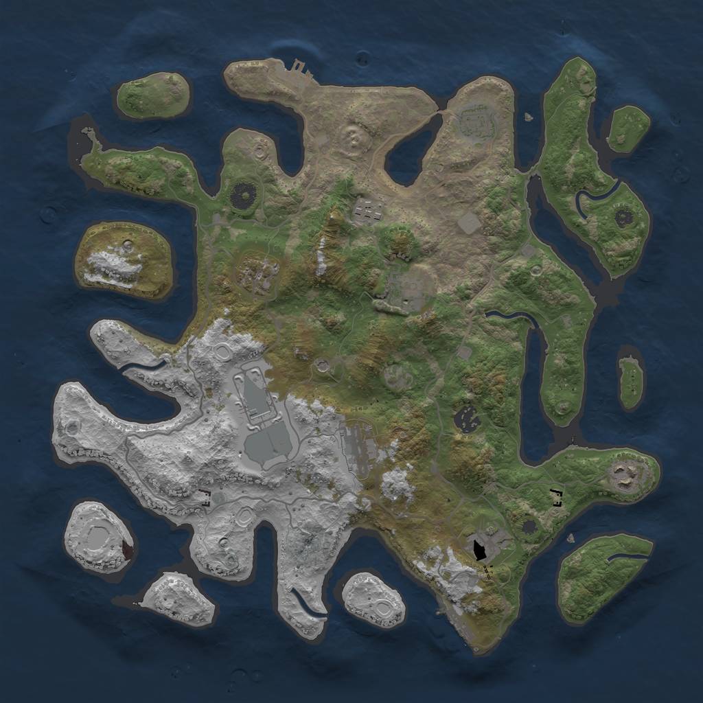 Rust Map: Procedural Map, Size: 4000, Seed: 1361277164, 17 Monuments
