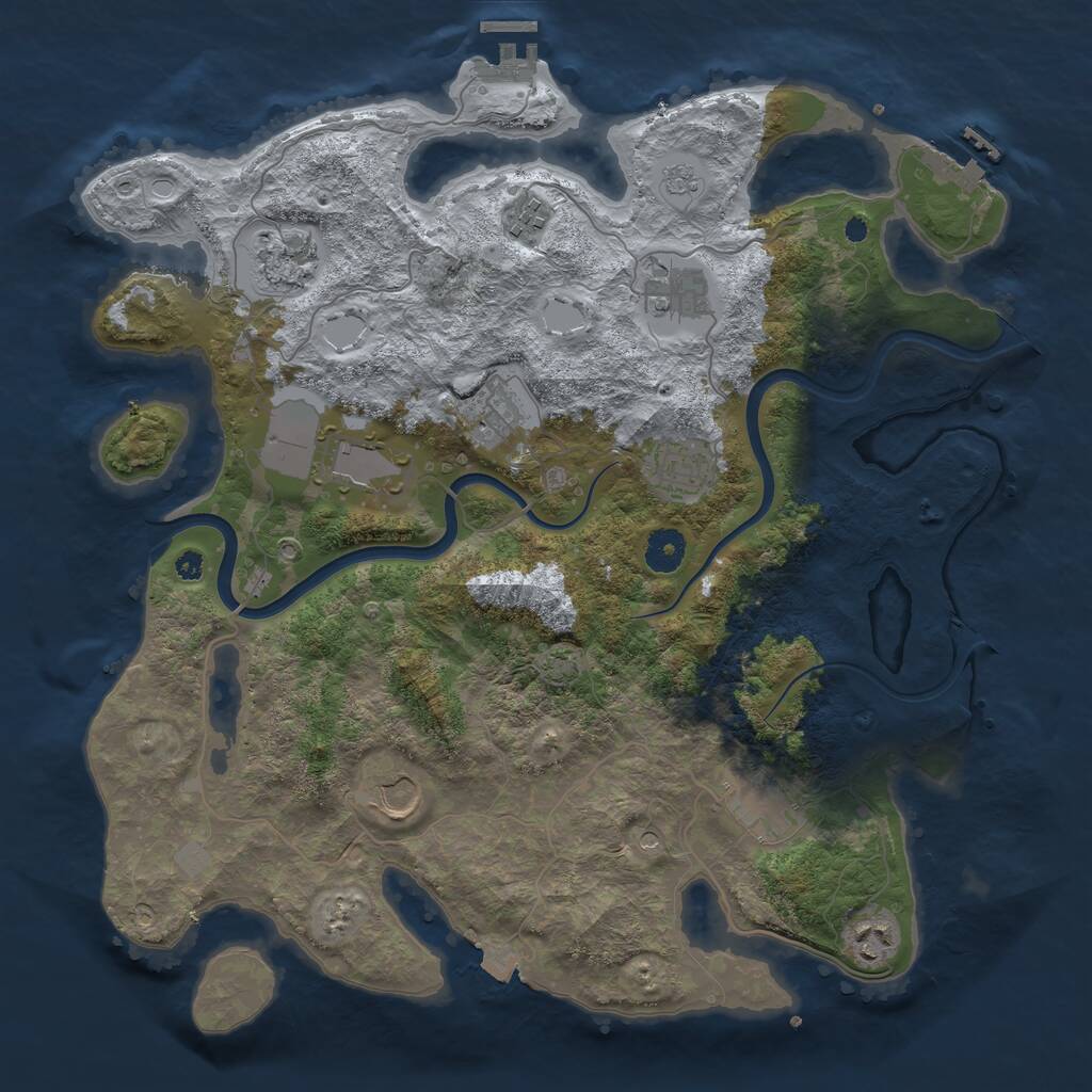 Rust Map: Procedural Map, Size: 3844, Seed: 28498, 15 Monuments