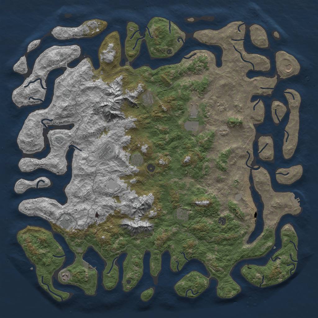 Rust Map: Procedural Map, Size: 6000, Seed: 67387, 19 Monuments