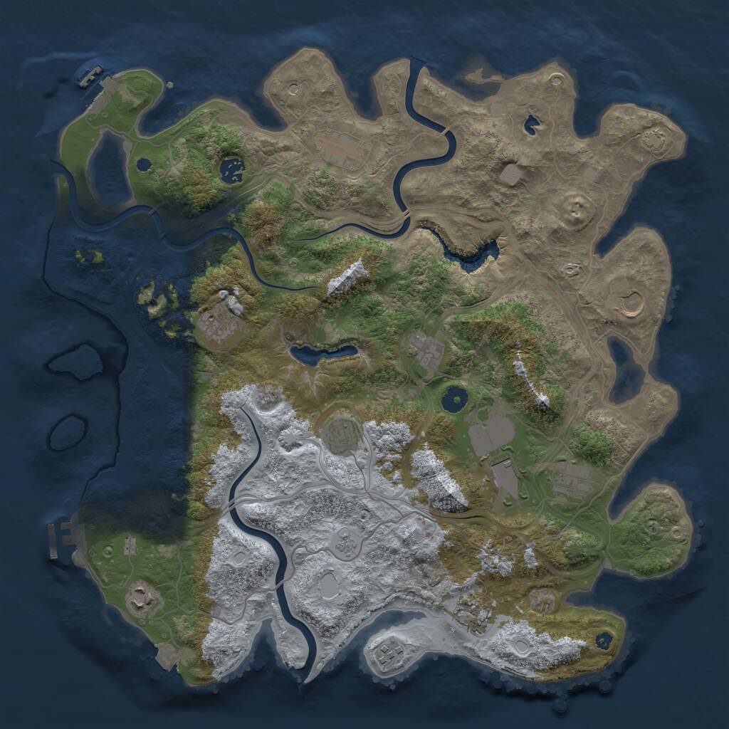 Rust Map: Procedural Map, Size: 4250, Seed: 873403726, 17 Monuments
